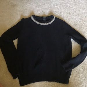 Black sweater with jeweled neck